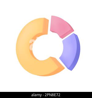 Graphique circulaire avec trois sections ou l'icône tranches 3D Illustration de Vecteur