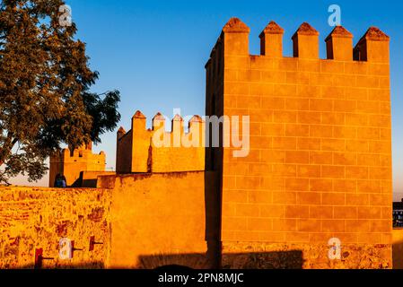 Alcazaba de Badajoz. Tours crénelées. Badajoz, Estrémadure, Espagne, Europe Banque D'Images