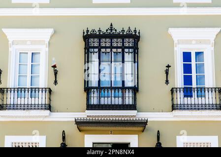 Détail de la façade de la Casa Palacio Conde de la Corte est un ancien palais du milieu du siècle 19th qui était la résidence du VI Comte de la Co Banque D'Images