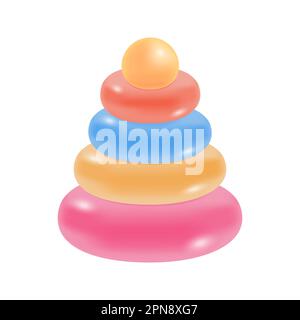 Jouet pyramidal en forme de cône pour les jeux amusants de l'icône 3D pour enfants Illustration de Vecteur