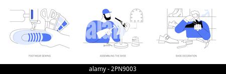 Production de chaussures résumé concept vecteur illustrations. Illustration de Vecteur