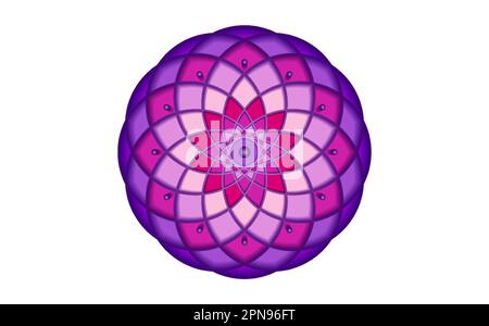 Symbole de la graine de vie violette géométrie sacrée. Logo icône Mandala mystique géométrique de la fleur ésotérique alchimie de la vie. Vecteur divin lotus méditatif Illustration de Vecteur