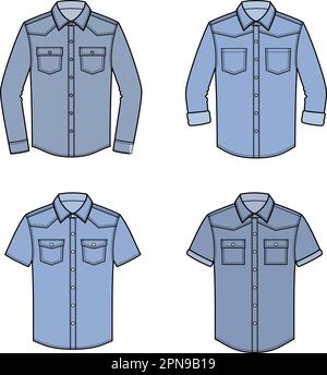 Chemise en denim pour hommes. CAO mode. Illustration de Vecteur