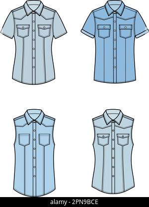 Chemise en denim pour femme. CAO mode. Illustration de Vecteur