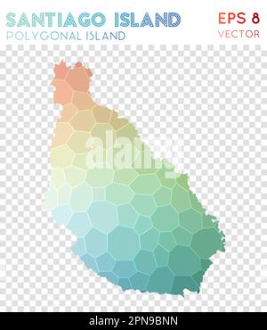 Carte polygonale de l'île de Santiago, île de style mosaïque. Magnifique style poly bas, design moderne. Illustration de Vecteur