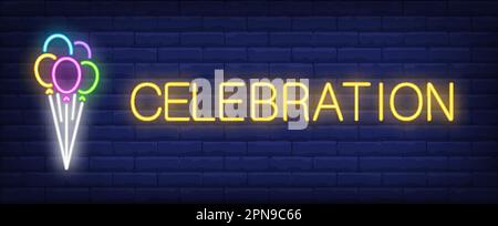 Panneau de célébration au néon Illustration de Vecteur