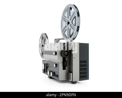 3D rendu du projecteur de film vintage sur blanc Banque D'Images