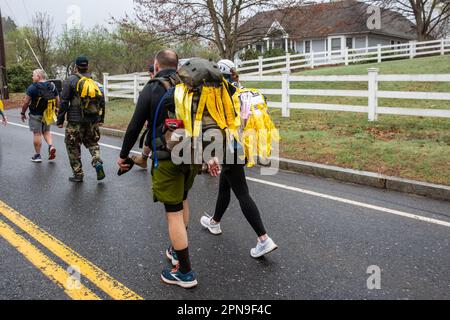 2023, avril 16th. Massachusetts. 10th anniversaire de la Fondation des amis militaires Marathon de Ruck, organisé avec le Boston Marathon Assoc. Banque D'Images