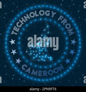 Technologie du Cameroun. Badge géométrique futuriste du pays. Concept technologique. Logo rond Cameroun. Illustration vectorielle. Illustration de Vecteur