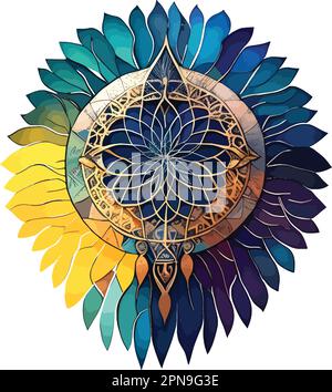 Grand Watercolor Dream Catcher Vector Illustration de Vecteur