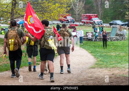 2023, avril 16th. Massachusetts. 10th anniversaire de la Fondation des amis militaires Marathon de Ruck, organisé avec le Boston Marathon Assoc. Banque D'Images