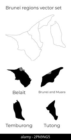 Carte Brunei avec formes de régions. Carte vectorielle vierge du pays avec les régions. Frontières du pays pour votre infographie. Illustration vectorielle. Illustration de Vecteur