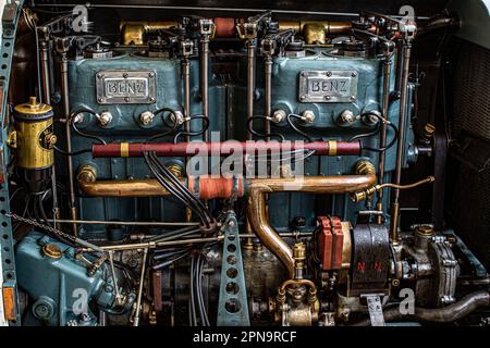 Moteur de voiture Mercedes Benz avant guerre, Royaume-Uni. Banque D'Images