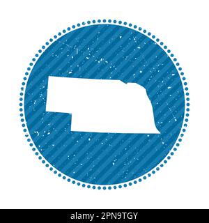 Autocollant de voyage rétro rayé Nebraska. Badge avec carte de l'état américain, illustration vectorielle. Illustration de Vecteur