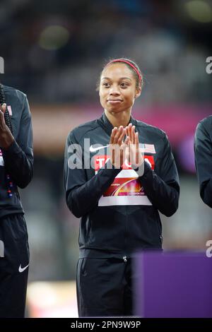 Allyson Felix récolte la médaille aux Championnats du monde d'athlétisme de Londres 2017. Banque D'Images