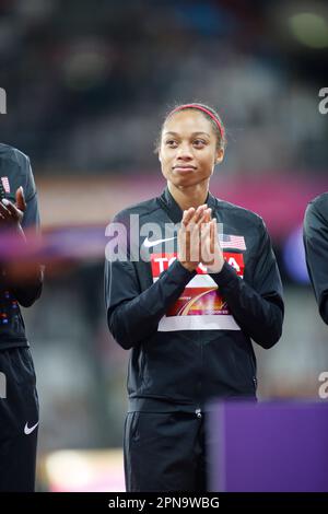 Allyson Felix récolte la médaille aux Championnats du monde d'athlétisme de Londres 2017. Banque D'Images