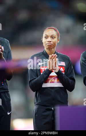 Allyson Felix récolte la médaille aux Championnats du monde d'athlétisme de Londres 2017. Banque D'Images