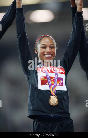 Allyson Felix récolte la médaille aux Championnats du monde d'athlétisme de Londres 2017. Banque D'Images