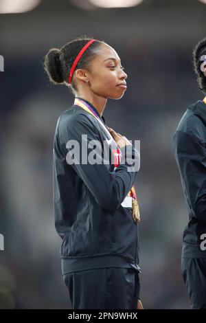 Allyson Felix récolte la médaille aux Championnats du monde d'athlétisme de Londres 2017. Banque D'Images