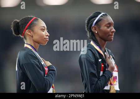 Allyson Felix récolte la médaille aux Championnats du monde d'athlétisme de Londres 2017. Banque D'Images