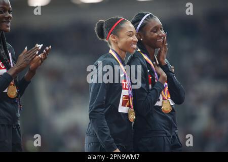 Allyson Felix récolte la médaille aux Championnats du monde d'athlétisme de Londres 2017. Banque D'Images