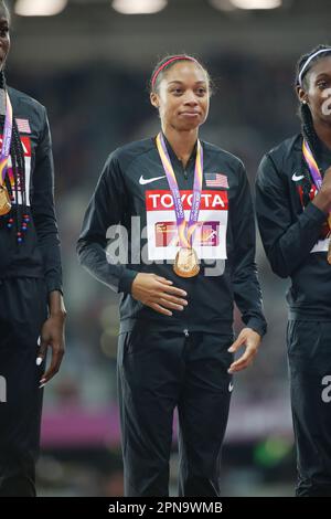 Allyson Felix récolte la médaille aux Championnats du monde d'athlétisme de Londres 2017. Banque D'Images