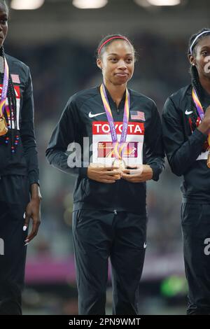 Allyson Felix récolte la médaille aux Championnats du monde d'athlétisme de Londres 2017. Banque D'Images