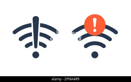 Icône de problème de connexion Wi-Fi incorrecte. Réseau perdu erreur wifi concept d'avertissement de vecteur Internet. Symbole de signal Wi-Fi du téléphone. Illustration de Vecteur