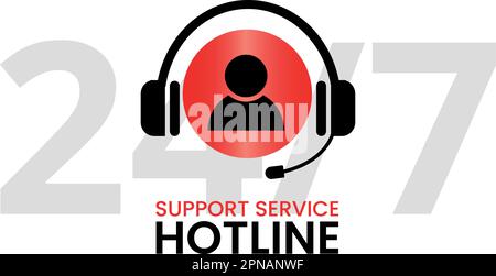 Assistance téléphonique avec casque et microphone. Service d'assistance pour l'utilisateur Illustration de Vecteur