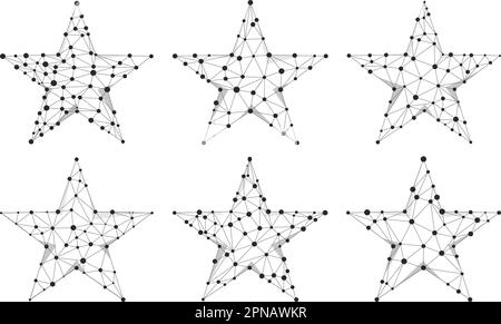 Ensemble de signes vecteur poly bas en forme d'étoiles. Illustration de Vecteur