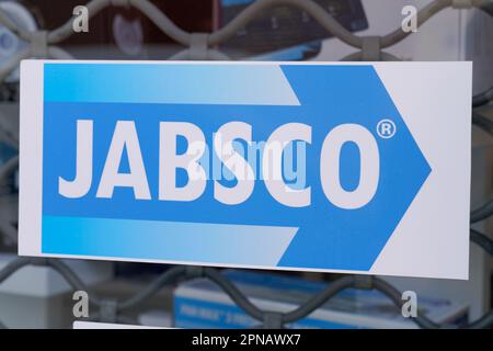 La Rochelle , Aquitaine France - 04 12 2023 : marque de logo Jabsco et signature de texte secteur industriel invention internationale de la pompe à turbine flexible Banque D'Images