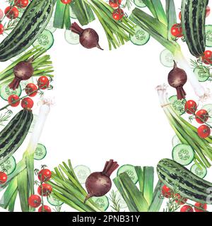 Illustration aquarelle des légumes. Jeu dessiné à la main à partir d'un clip art isolé sur fond blanc. Des photos de légumes réalistes pour les menus, Banque D'Images