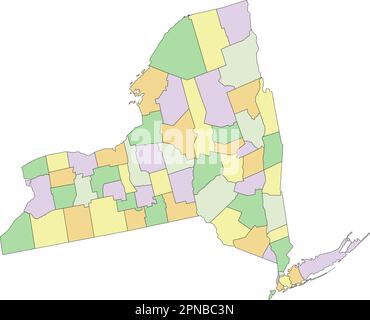 New York - carte politique modifiable très détaillée. Illustration de Vecteur