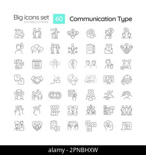 Ensemble d'icônes linéaires de type de communication Illustration de Vecteur