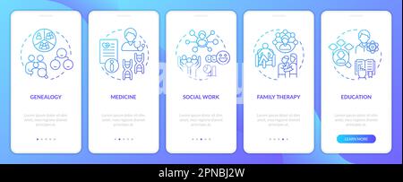 Écran de l'application mobile d'intégration de gradient bleu d'utilisation de Genogrammes Illustration de Vecteur