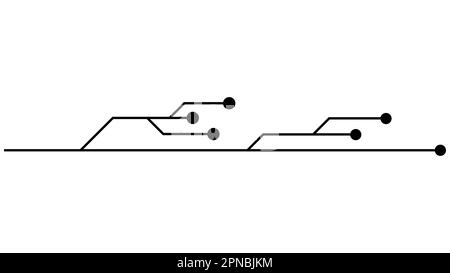 Circuits imprimés isolés sur fond blanc. Clipart technique avec des lignes et des points aux extrémités. Séparateurs pour la conception. Vecteur. Illustration de Vecteur