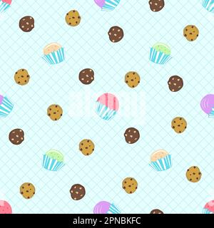 biscuits et gâteaux de tasse motif sans couture Illustration de Vecteur