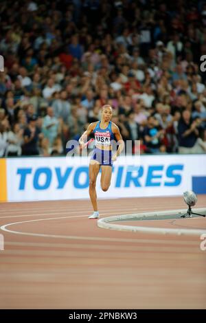 Allyson Felix participant aux Championnats du monde d'athlétisme de Londres 2017. Banque D'Images