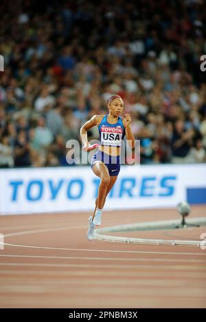 Allyson Felix participant aux Championnats du monde d'athlétisme de Londres 2017. Banque D'Images