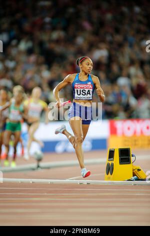 Allyson Felix participant aux Championnats du monde d'athlétisme de Londres 2017. Banque D'Images