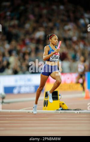 Allyson Felix participant aux Championnats du monde d'athlétisme de Londres 2017. Banque D'Images