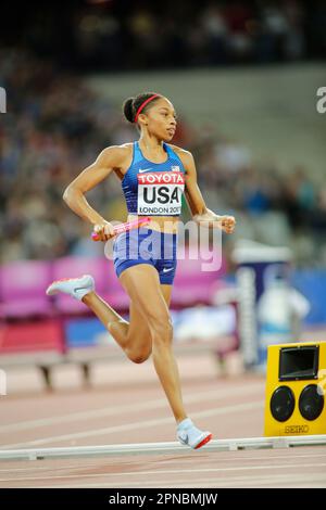 Allyson Felix participant aux Championnats du monde d'athlétisme de Londres 2017. Banque D'Images