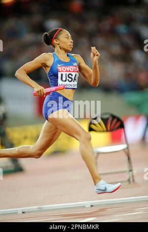 Allyson Felix participant aux Championnats du monde d'athlétisme de Londres 2017. Banque D'Images