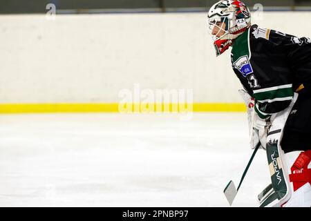 Match de hockey sur glace. Équipe de HC Mont-blanc. Gardien de but. Saint-Gervais. France. Banque D'Images