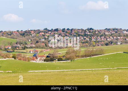 Le village d'East Dean sur les South Downs près d'Eastbourne, Sussex, Royaume-Uni Banque D'Images