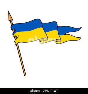 Long drapeau de Medievel de l'Ukraine avec Symbol Illustration de Vecteur