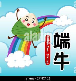 Dragon Boat Festival Rice Dumpling Zongzi sur Rainbow Illustration de Vecteur