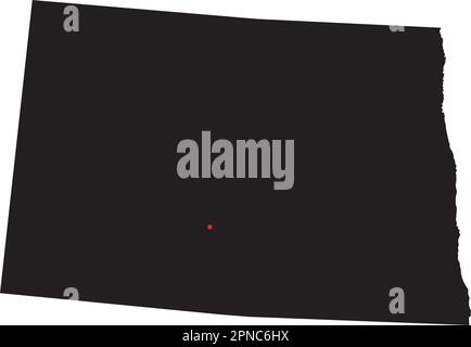 Carte très détaillée de la silhouette du Dakota du Nord. Illustration de Vecteur