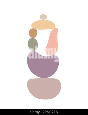 Zen Stones cairns simple résumé de style plat illustration vectorielle, détente, méditation et yoga concept, boho couleurs pyramide de pierre pour faire des bannières, affiches, cartes, imprimés, art mural Illustration de Vecteur