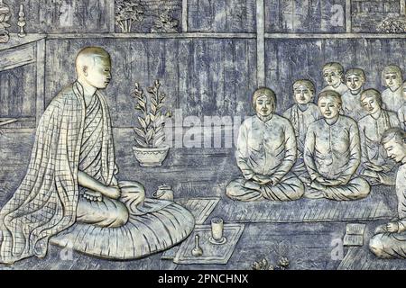 Pagode Tinh Xa Ngoc Chau. Enseignement du bouddhisme. Chau Doc. Vietnam. Banque D'Images